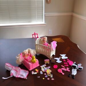 1990s Barbie babies set of two with accessories